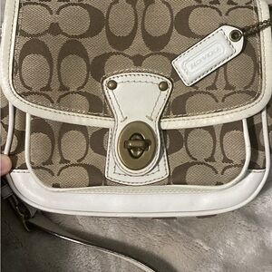 Coach Tan and Cream Signature Crossbody Bag